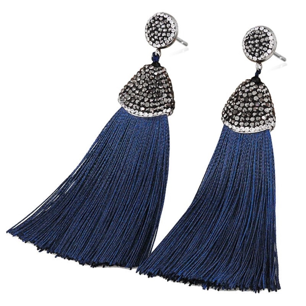 Navy Tassel Earrings